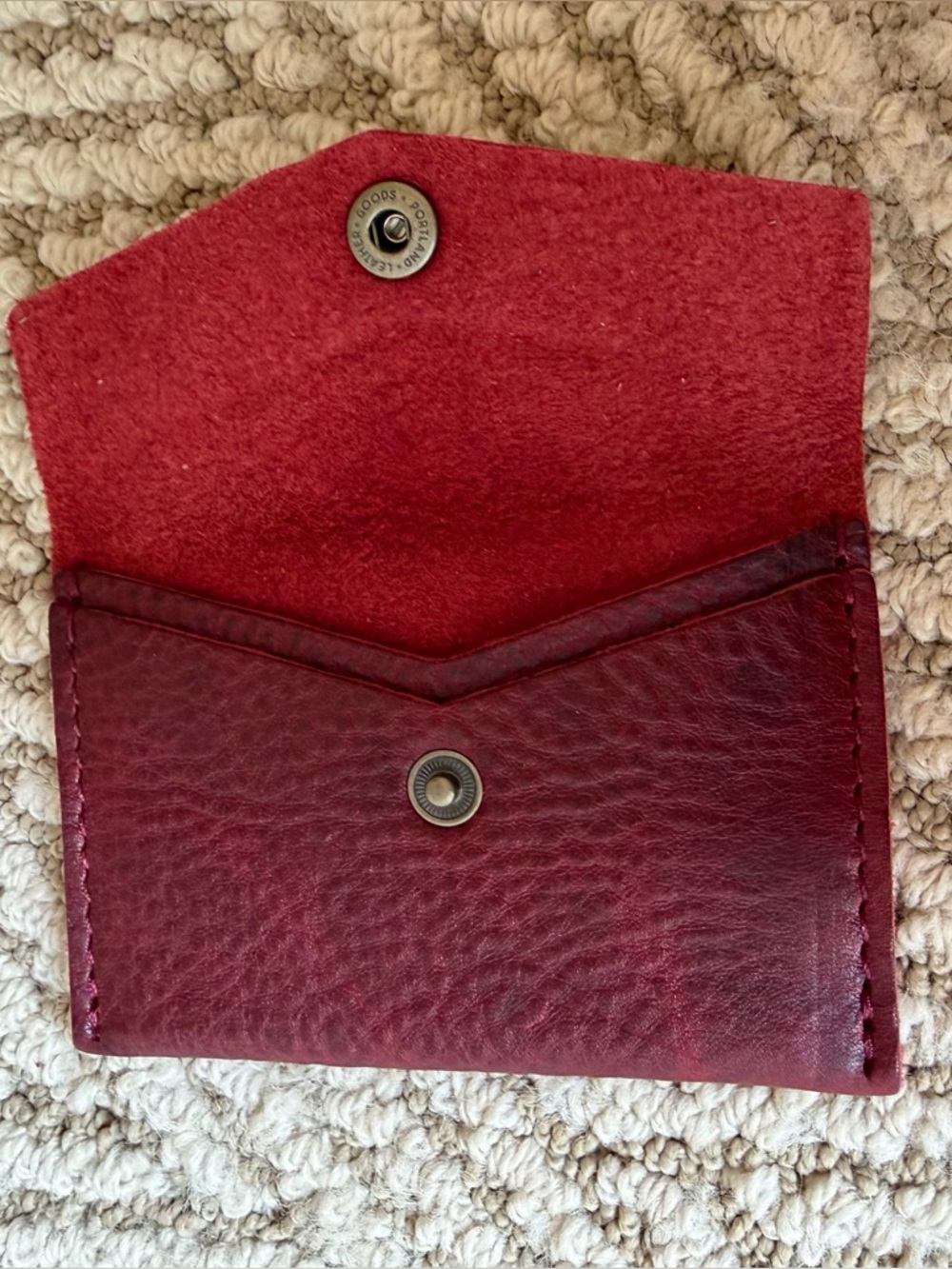 NWOT Portland Leather Goods Mini Envelope Wallet in Sangria